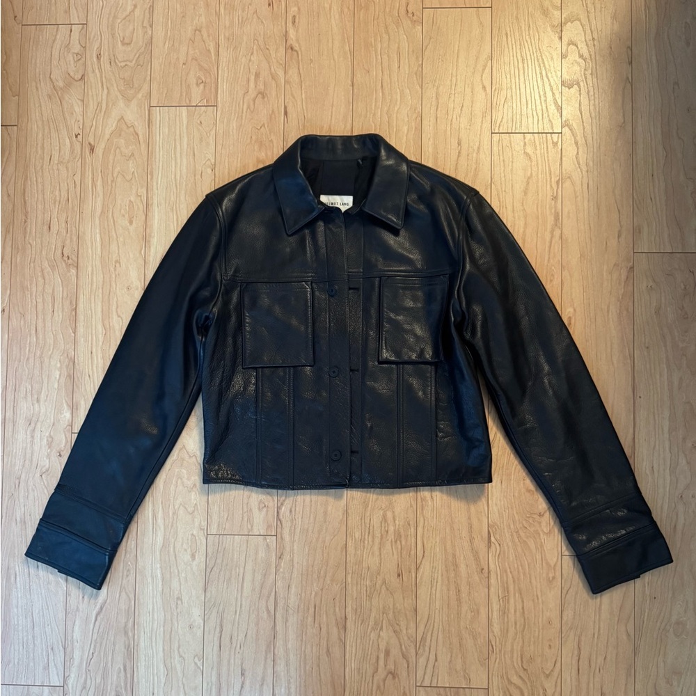 Helmut Lang Black Moto Biker Cowhide Leather Jacket - Size Medium